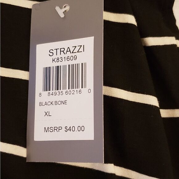 Strazzi NWT black/ bone stripped tunic length top - Picture 6 of 6